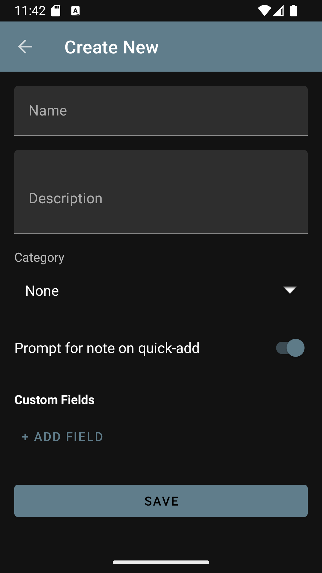 LastDone add new entry screen