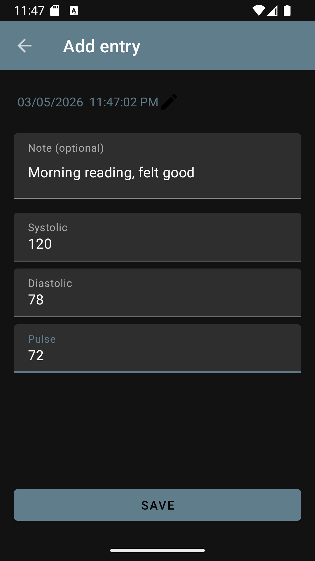 LastDone Pro custom fields filled in on an entry